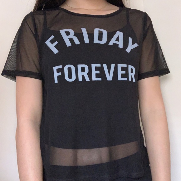 🍒2/$20🍒 ”Friday Forever” Mesh Tee - Picture 2 of 2
